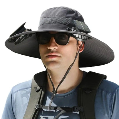 Solar-Powered Rechargeable Sun Hat - Breathable Beach Hat for Outdoor Adventures